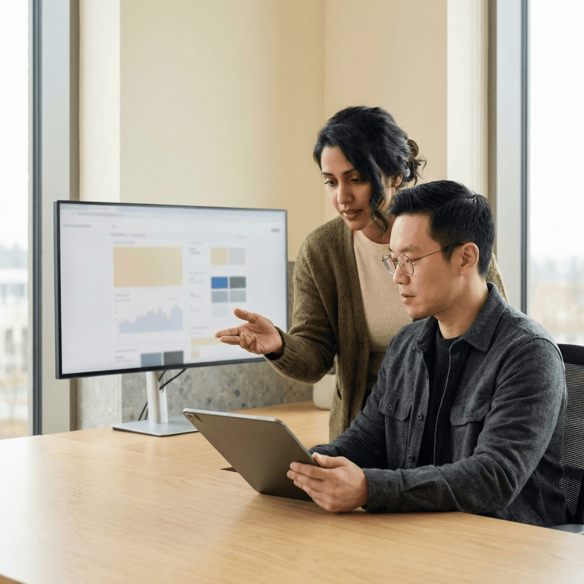 Product team reviewing a digital analytics dashboard together