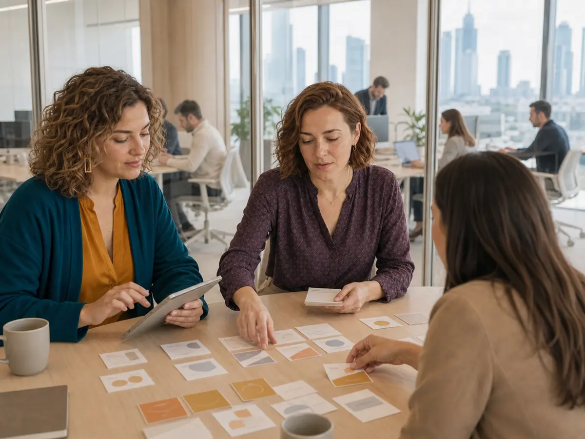 UX and content specialists mapping a learning journey with an education client