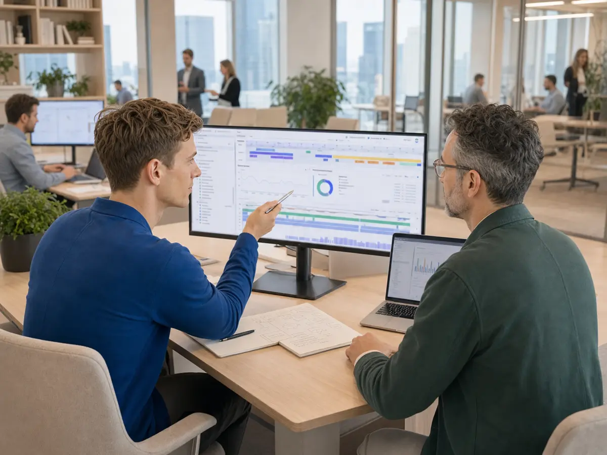 Engineers analysing a website performance trace in a modern Warsaw office